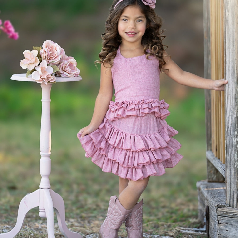 NWT Pink Ruffled Halter Top and Skirt Set size 6Y/6X